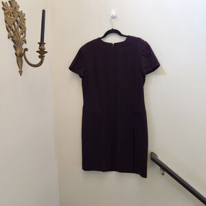 Ann Taylor 100% Wool Dark Brown Sheath Pencil Dress 14 Business Classic Academia